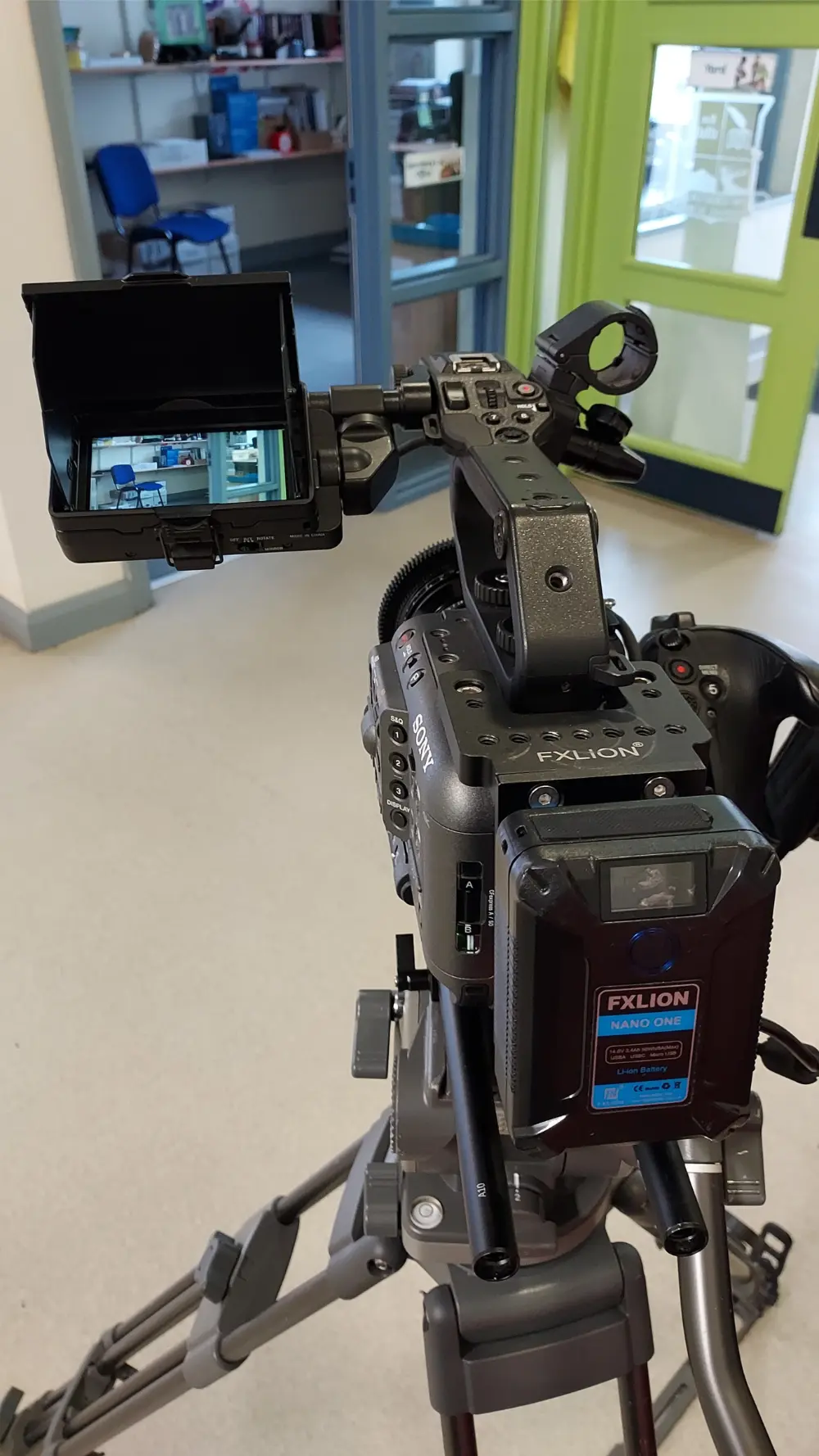 Filming onsite in a primary school